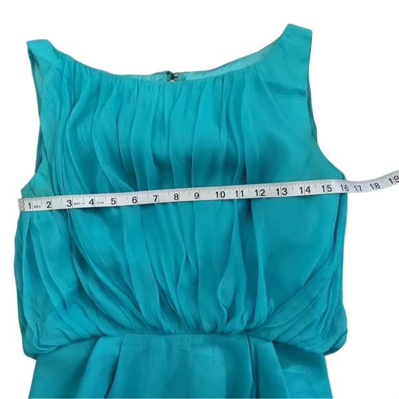 Vintage 50s Elinor Gay Turquoise Chiffon Cocktail Party Dress - Picture 7 of 10
